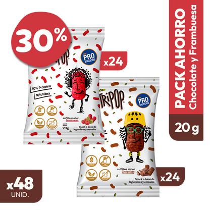 Pack Suflitos Sabor Chocolate y Frambuesa 20grs (48 unidades)