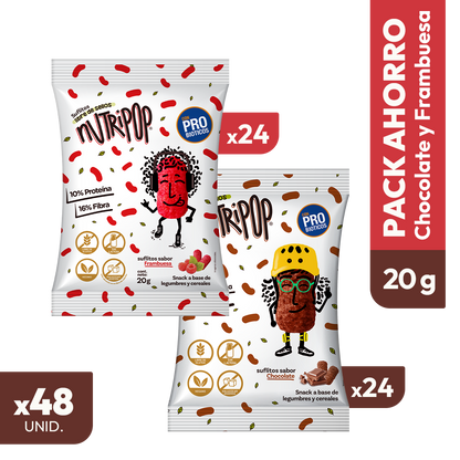 Pack Suflitos Sabor Chocolate y Frambuesa 20grs (48 unidades)