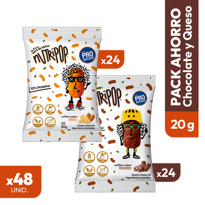 Pack Suflitos Sabor Queso y Chocolate 20grs (48 unidades)