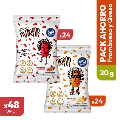 Pack Suflitos Sabor Queso y Frambuesa 20grs (48 unidades)