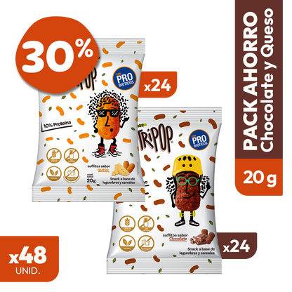 Pack Suflitos Sabor Queso y Chocolate 20grs (48 unidades)